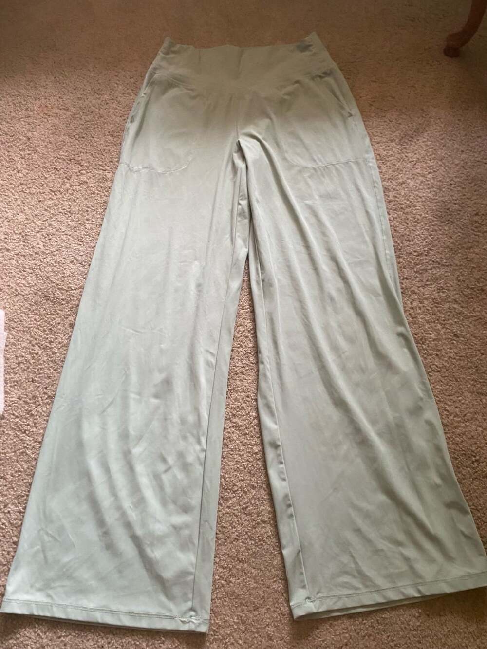 Halara Wide Leg Pants Size L Sage Green Casual Pockets